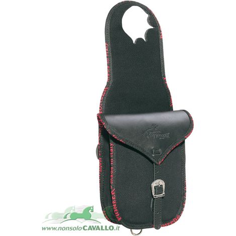 Schwarz - Amerikanische Pioneer 1-Pocket Knopftasche aus doppelter Baumwolle und Leder (1/3)