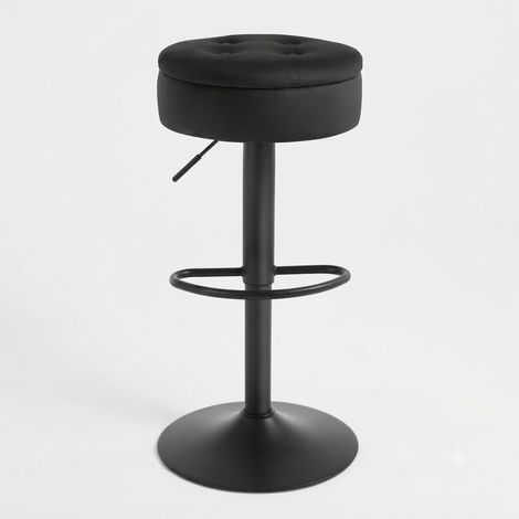 Barhocker drehbar mit Stauraum, höhenverstellbar, aus Samt und Metall, Schwarz (1/5)