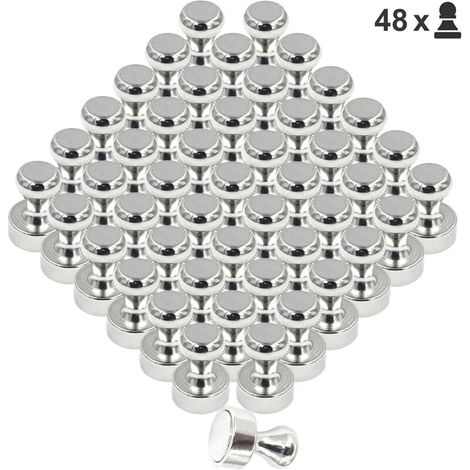 Aimant Neodyme pour Tableau Blanc ou Réfrigérateur - Petit Aimants Puissant Forts Punaise (Ne convient pas pour les Tableau Magnétique en Verre), Ø 12x16mm, Lot de 48 pièces (1/4)