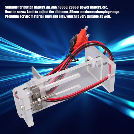 Clip di supporto per batterie, scatola di prova per tester a 4 fili, accessorio di supporto per batterie AA, AAA, 18650 e 26650. (1/5)