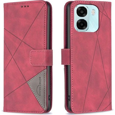 Etui Portefeuille Pour Oppo A6 - Cuir PU - Support Intégré - Fermeture Magnétique - Compatible A6 4G Et A6 5G - Rouge (1/5)