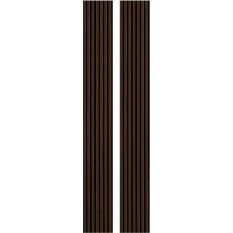 Decoon – Lot de 2 panneaux décoratifs muraux en MDF 250 x 30 x 1,9 cm – Décor chêne foncé avec feutrine acoustique 8 mm – Surface 1,5 m² - BOIS 250 X
