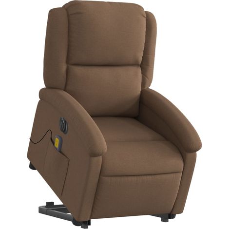 Poltrona relax con funzione massaggio e reclinazione elettrica in tessuto marrone DEC027785