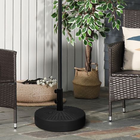 Pied de parasol de jardin de 3 m avec poignées intégrées. Fabriqué en PEHD et en acier. Ø 51 x 36 cm. Noir.