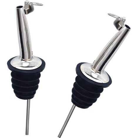 6 Pcs Acier Inoxydable Débit Alcool Boissons Huile Bouteille de Vin Verseur avec Couvercle et Argent Rubber Stopper