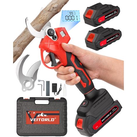 Sécateur Électrique Sans Fil 30mm, Brushless, 2 Batteries 2000mAh Sécateur de Jardin avec Écran LCD, Lame SK5, Coupe-Branches Électrique pour Taille des Branches, Arbres Fruitiers et Vignes (1/5)