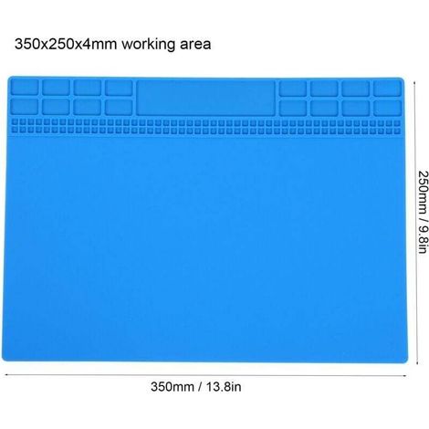 Tapis Magnétique Anti Chaleur Silicone Réparation Ordinateur Téléphone Station Soudure Outils 350x250x4mm Bleu Foncé (1/4)