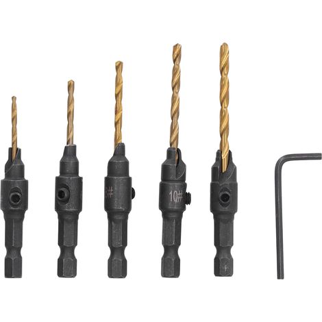 Senkbohrer, 5-schneidiges Design, vibrationsarm, 1/4" HSS-Sechskantschaft für die Holzbearbeitung.