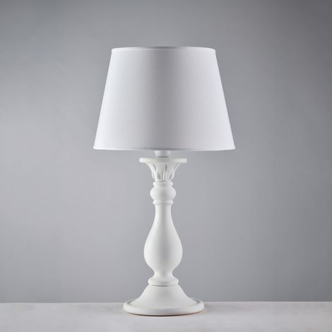 Lampada Da Tavolo Shabby Chic Lucca Legno Bianco 1 Luce E27 (1/2)