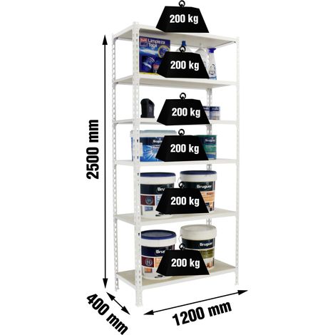 Simonrack Maderclick Megaplus 6/400 Regalsystem weiß und Holz