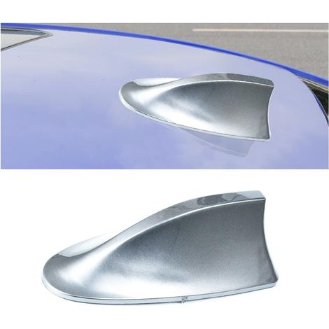 Decoración de antena de techo con forma de aleta de tiburón, cubierta para antena de techo automotriz, compatible con la mayoría de los autos, mejora la señal (plateado) (1/5)