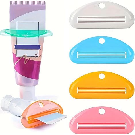 Lot de 4 presse-tubes de dentifrice, pinces à dentifrice, pinces à dentifrice, presse-tube multifonctionnel, pour dentifrice, nettoyant pour le visage, crème pour les mains, cosmétiques (1/5)
