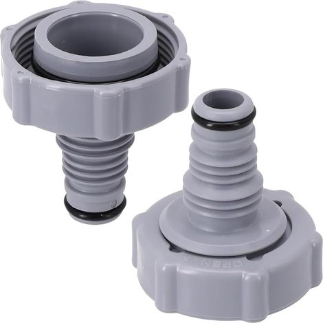 2x Vanne de vidange piscine, adaptateur raccord de vidange en plastique robuste, compatible avec tuyaux de piscines et spas, entretien facile (1/5)