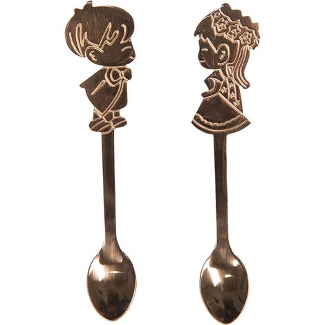 Lot de 2 Cuillères pour Enfants en Métal Couleur Cuivre Style Classique Romantique 12 cm - PANGIVO