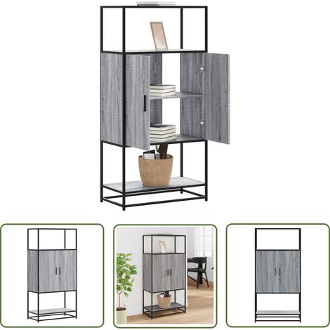 vidaXL Buffet haut sonoma gris 68x35x139 cm bois d'ingénierie et métal (1/5)