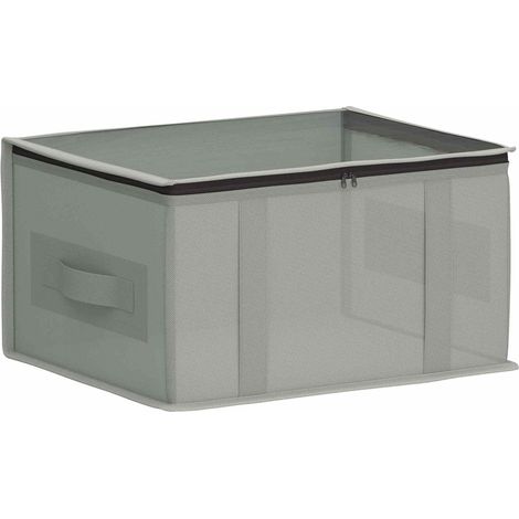 vidaXL Caja de almacenamiento con ventana superior transparente Gris (1/2)