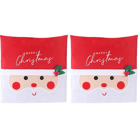 Juego de 2 fundas para sillas con diseño de Papá Noel, de tela no tejida, 50x50 cm, ideales para restaurantes, fiestas y bodas. (1/5)