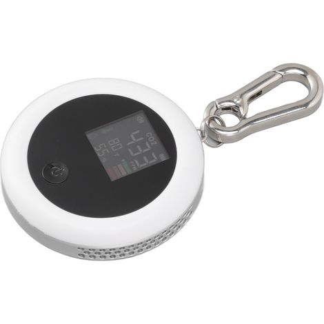 Mini détecteur infrarouge de CO2, analyseur d'air portable LCD triple fonction (température, humidité et qualité de l'air), idéal pour la maison, en intérieur et en déplacement, blanc (1/5)
