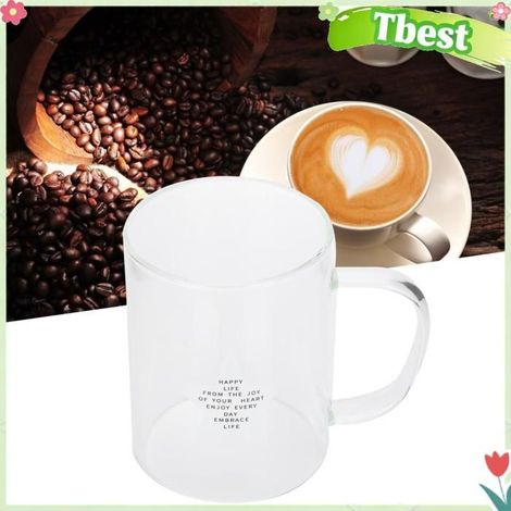 HURRISE tasse en verre Tasse à lait transparente de 350ml, tasse à café, verre à thé, verres avec poignée, fournitures art StyleB (1/5)