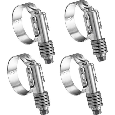 4 Pack Heavy Duty Worm Gear Pipe Clamps, Adjustable Range 304 Stainless Steel Worm Gear Drive Pipe Clamps for Water Pipes, Plumbing, (1"-1 3/4", 25-45mm)