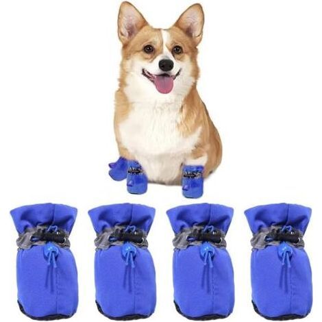 Lot de 4 bottes pour, chaussettes antidérapantes pour chiens, chaussures pour chien avec sangles réfléchissantes, chaussures pour réglables, chaussures pour protecteurs de