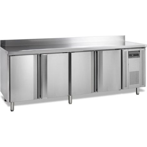 Table inox ventilée négative 533 litres 4 x GN 1/1, avec dosseret, 660 W, 220 V - MONO