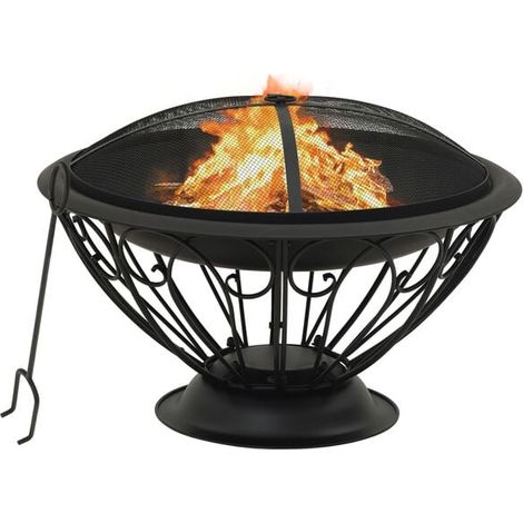 Bassin à feu avec tisonnier, 75 cm XXL, acier (1/5)