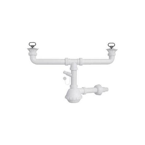 SIFONE MOPLEN A FIASCO 2 VIE CON SCARICO E PILETTE  11/2 per lavello ceramica