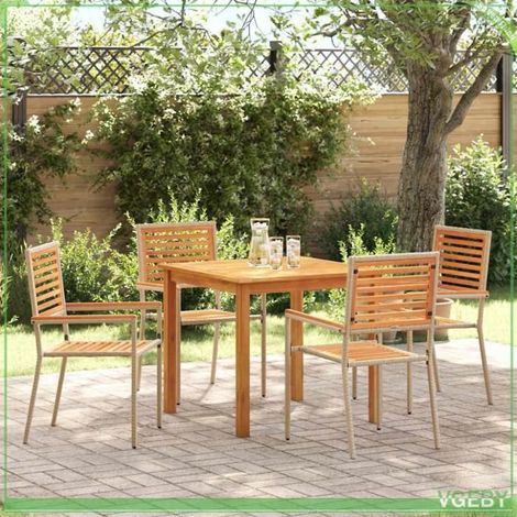 Ensemble de salle à manger pour jardin - FAFEICY - 3365516 - Bois d'acacia massif - Table carrée 85x85 cm - 4 places (1/5)
