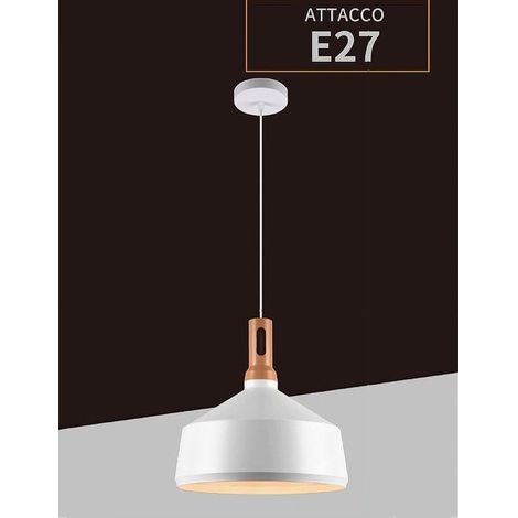 TrAdE Shop Traesio - Lampadario A Sospensione Stile Industriale In Metallo Pendente A Coppa E27 A93 - Bianco (1/5)