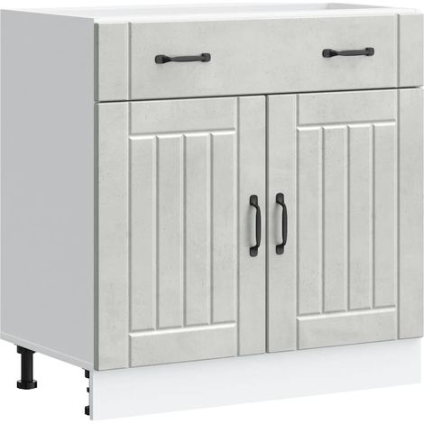 Meubles de Rangement，Armoire de cuisine Lucca gris béton bois ingénierie CFW704733 (1/5)
