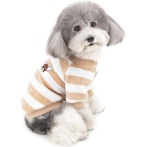 Winterpullover Korallenfleece Jacke Welpe Welpe Katze Gestreift Warm C