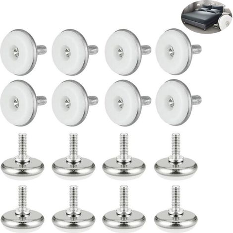 M6x15 x 30mm,Blanc,16 PCS Pied Vérin Réglable Pied de Nivellement en Plastique et Métal avec Écrou Pieds Réglables Vis de Réglage Meuble pour Table Meuble Bureau Placard Chaise (1/5)