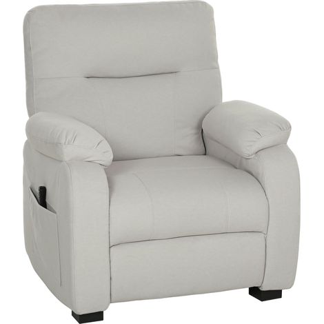 Fauteuil avec port USB et repose-pieds INAAR velours blanc cassé (1/5)