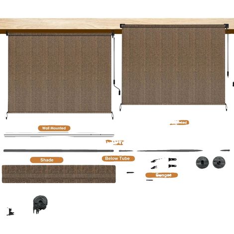 Toldos, tejido de alta densidad, estructura de aluminio, color marrón. (1/2)