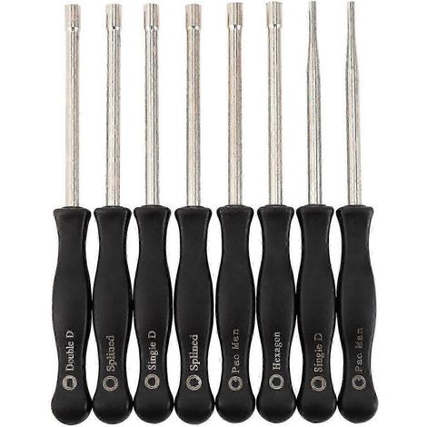 8-teiliges Schraubendreher-Vergaser-Einstellwerkzeug-Set (Einzel-D, Doppel-D, Sechskant-Steckschlüssel)-silver black (1/5)