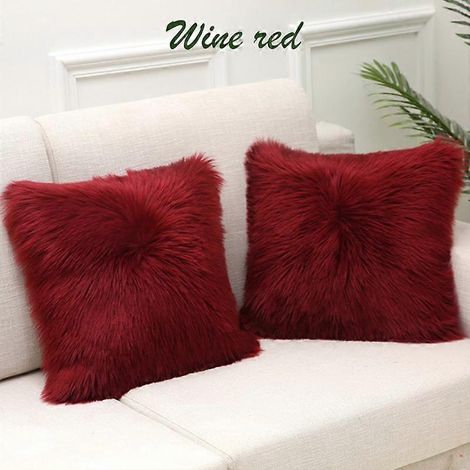 1 taie d'oreiller Rya Mat Fluffy, douce et moelleuse, 45 x 45 cm, rouge bordeaux (1/5)