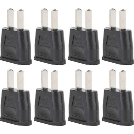 Lot de 10 adaptateurs pour prise plate à 2 broches vers prise ronde, pour la maison, les voyages et le bureau (125 V). (1/5)