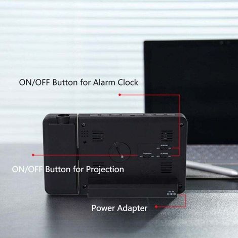 Station météo sans fil avec projection – Thermomètre et hygromètre int/ext, capteur extérieur – Horloge RCC, réveil double – Idéal pour maison (1/4)