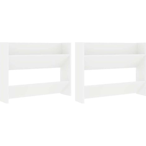 Armoire à chaussures murale meuble de rangement suspendu en aggloméré blanc - Lot de 2 (1/5)