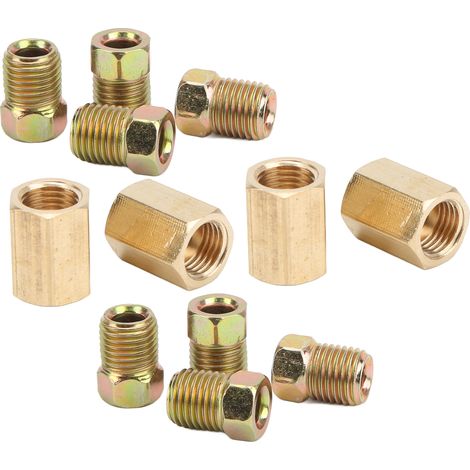 Kit 12 pièces raccords de ligne de frein, filetage 3/8-24, 4 unions et 8 écrous en laiton, universel pour tube 3/16 pouce (1/5)