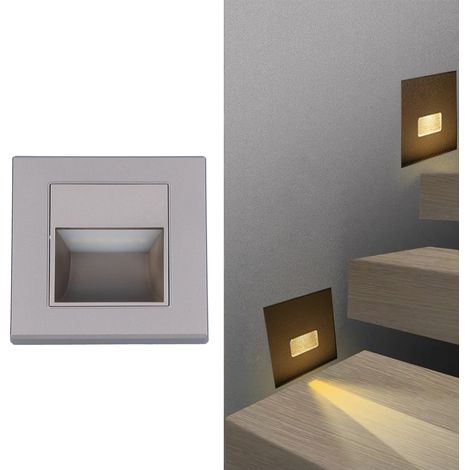Lampe de marche LED encastrée pour éclairage d'escalier et de couloir, lumière blanc chaud 85-220V gris (1/5)