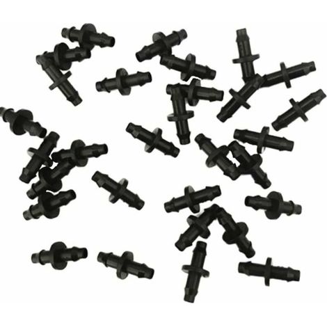 100pcs 4/7 Barb Connecteurs Kit de Raccords d'Irrigation Raccords de Barb Droite pour Système de Tuyau d'Irrigation Goutte à Goutte (Noir) (1/4)