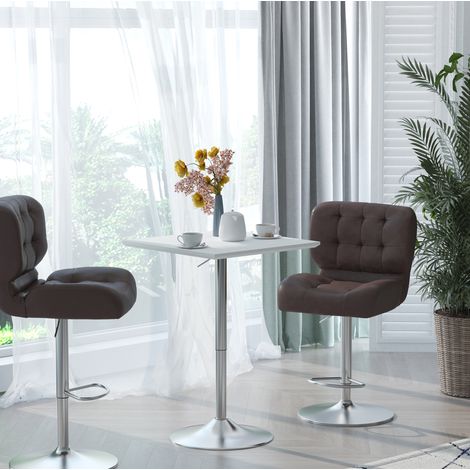 Table haute en MDF et acier blanc 60 x 60 cm, hauteur réglable 69-92 cm (1/5)