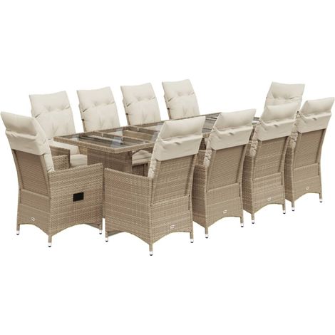 Maison Exclusive - Set de mesa y sillas de jardín 11 pzas y cojin (1/5)