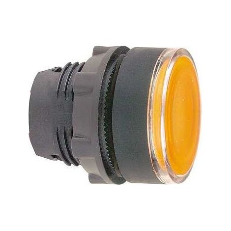 Cabeza pulsador LUMINIS MARCA XB5 amarilla Ø 22 mm con lente lisa y LED integral.
