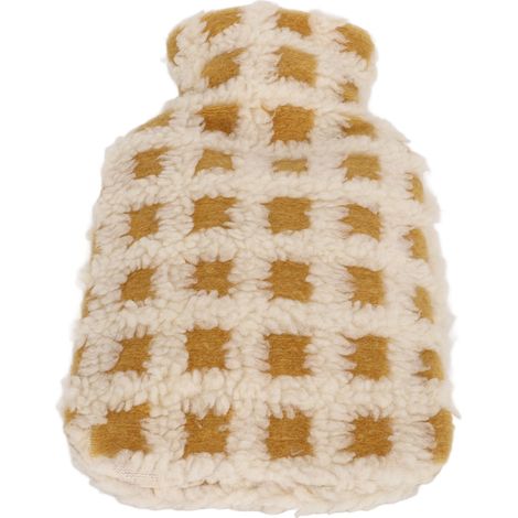 Bouillotte en peluche 1000ml anti-brûlure, couverture douce réutilisable pour lit, bureau, voyage, beige, couvre-bouteille moelleux. (1/5)