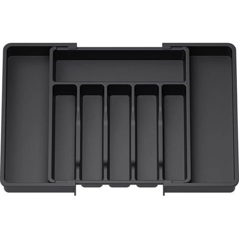 Range Couverts Plateau d'Ustensiles Extensible de Tiroir Organisateur de Tiroir Réglable pour la Cuisine Cuillères Fourchettes Noir (1/4)