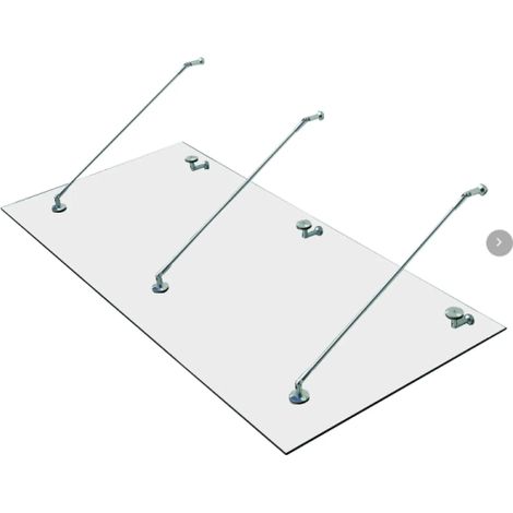 Tettoie in vetro, pensiline per verande, vetro temperato (ESG), acciaio inox e vetro trasparente, disponibili in 3 misure (200x90cm) (L), realizzate su misura in loco. (1/5)