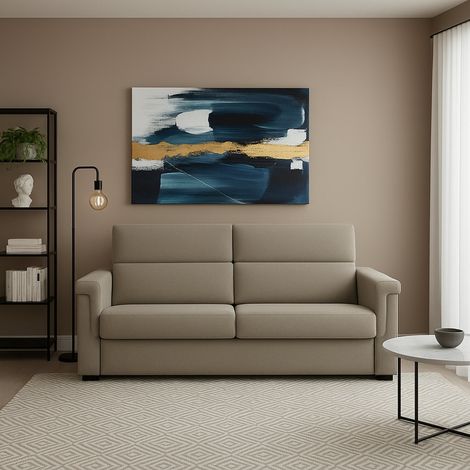 Divano Fisso 2 Posti Flaibano, Sfoderabile, Idrorepellente Made in Italy, Lavabile, 205x95x100h cm Grigio Tortora (1/4)